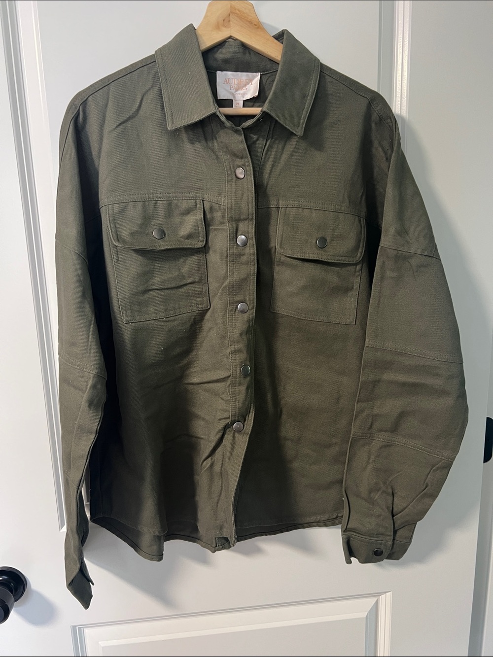 Women's Olive Green Utility Shacket with Snap Pockets